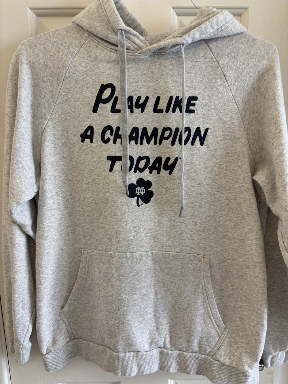 Notre Dame Play Like a Champion Today Gray Hoodie Sweatshirt